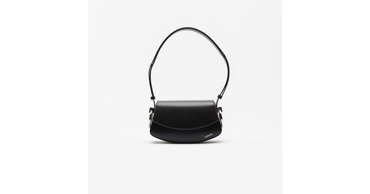 Lanvin Leather Crossbody Flap Bag With Metallic Ring in Black Lyst