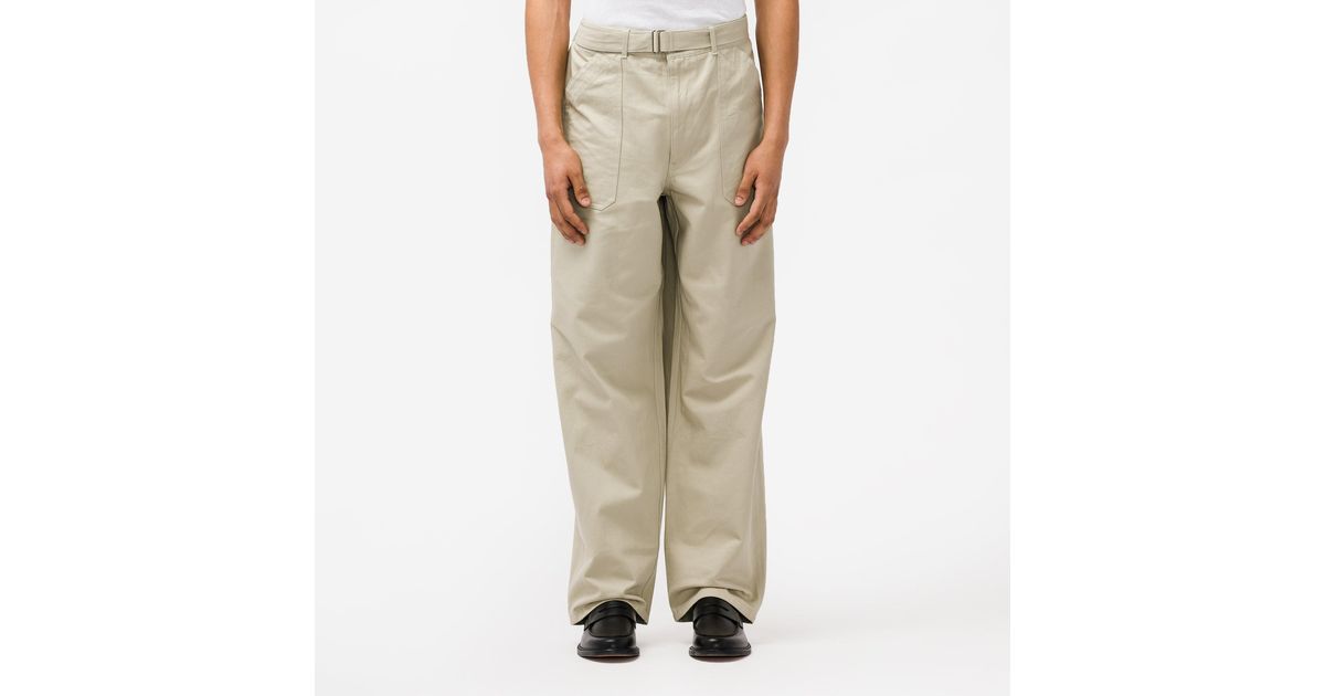 AURALEE Cotton Hard Twist Finx Heavy Chino Belted Pants in Light Grey
