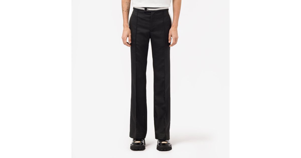 Ernest W. Baker Leather Trim Flare Trousers in Black for Men | Lyst
