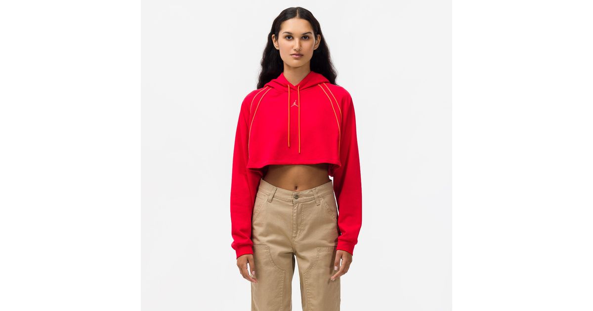 Nike Sport Cropped Pullover Hoodie in Red | Lyst
