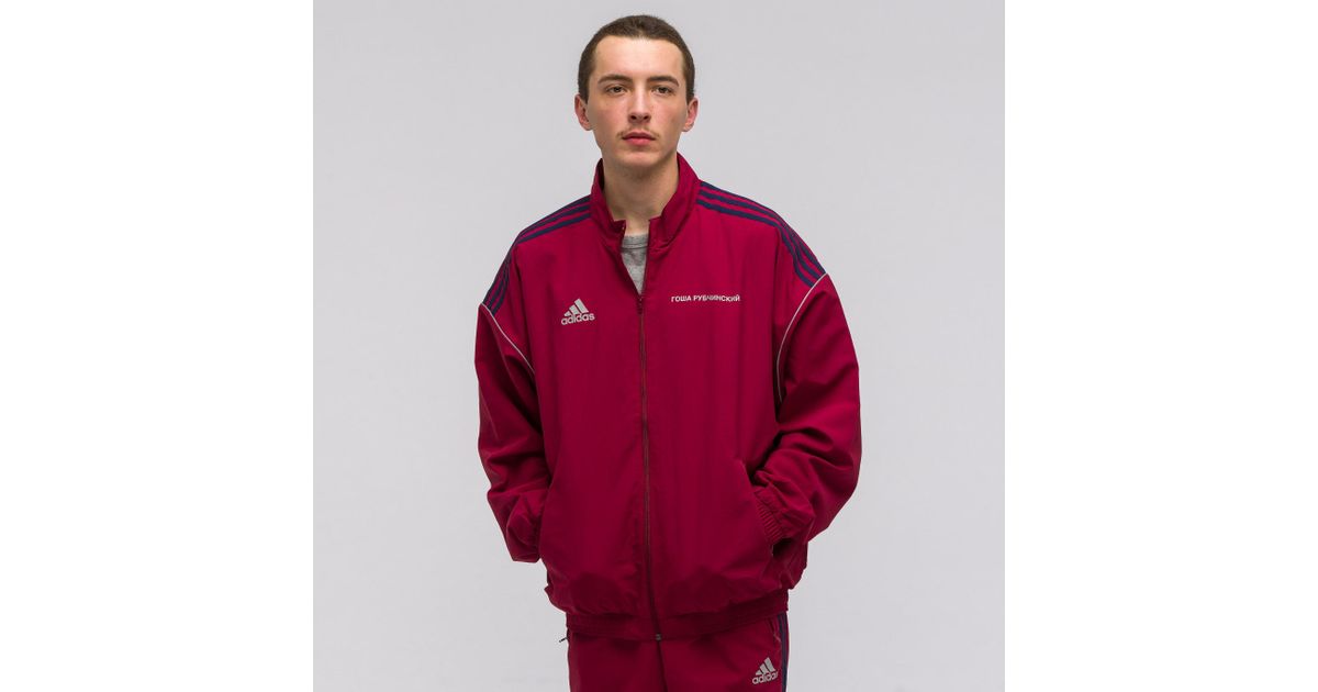 Gosha Rubchinskiy Red X Adidas Track Jacket In Burgundy for men Gosha Rubchinskiy Red X Adidas Track Jacket In Burgundy for men