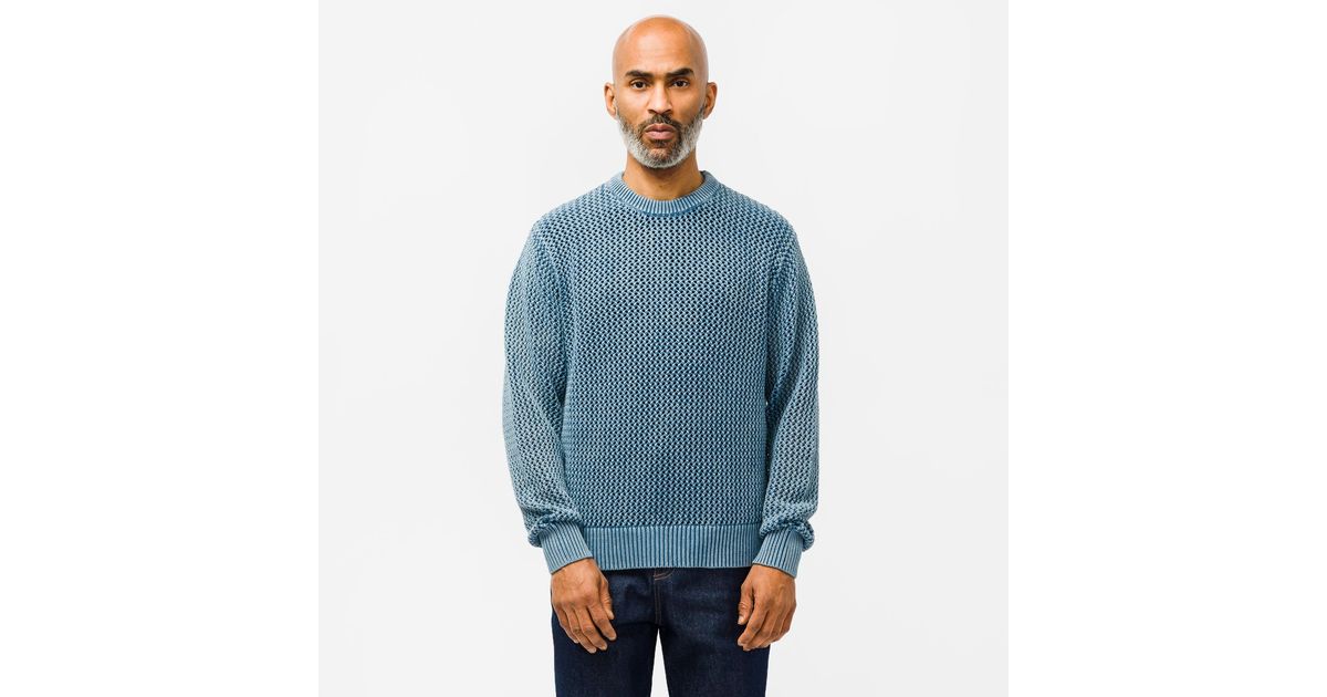 Stussy Pigment Dyed Loose Gauge Sweater in Blue for Men | Lyst