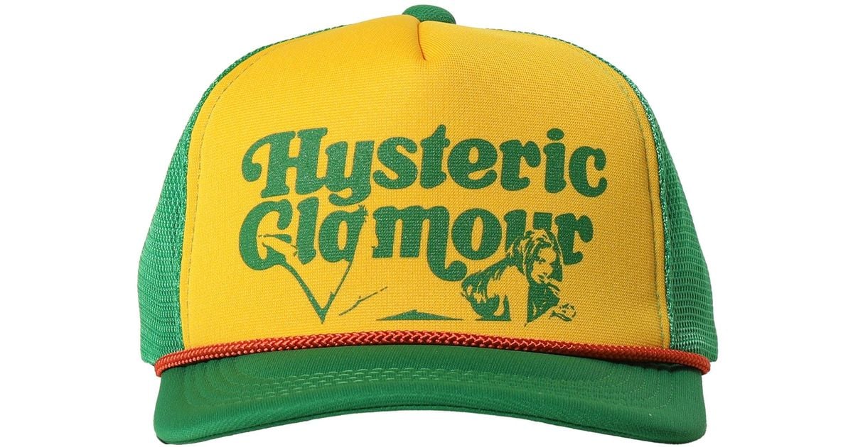 Hysteric Glamour Lie Down Girl Mesh Cap in Yellow | Lyst