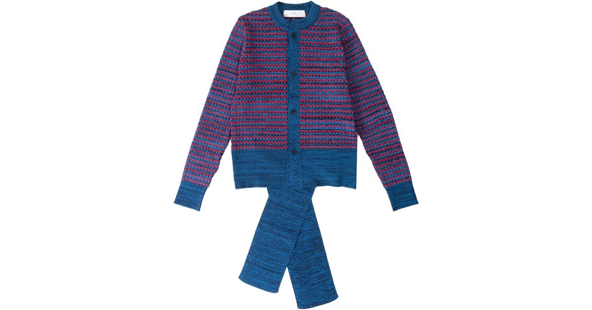 Toga Wide Rib Knit Cardigan in Blue | Lyst
