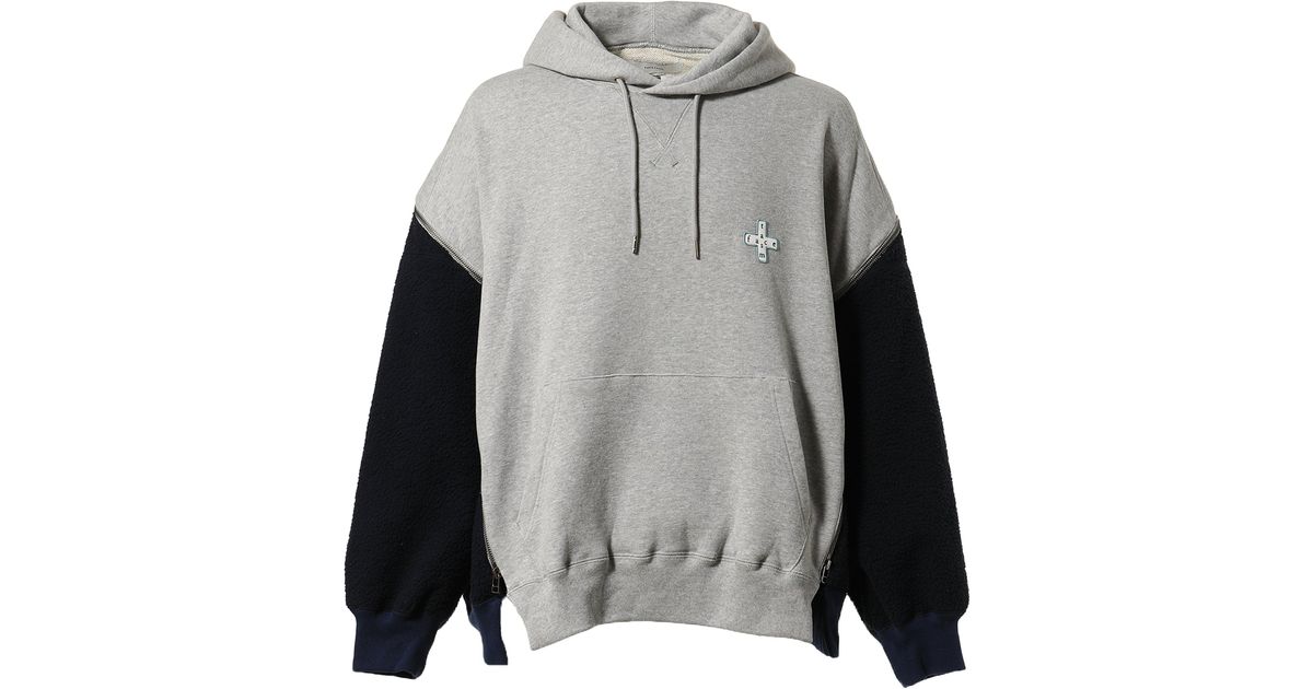 Facetasm Fleece Zipper Hoodie in Gray for Men | Lyst