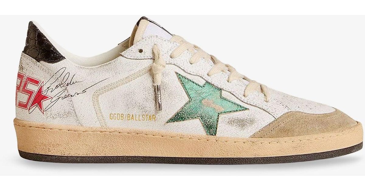 Golden Goose Ball Star Double Quarter Leather Sneakers in White
