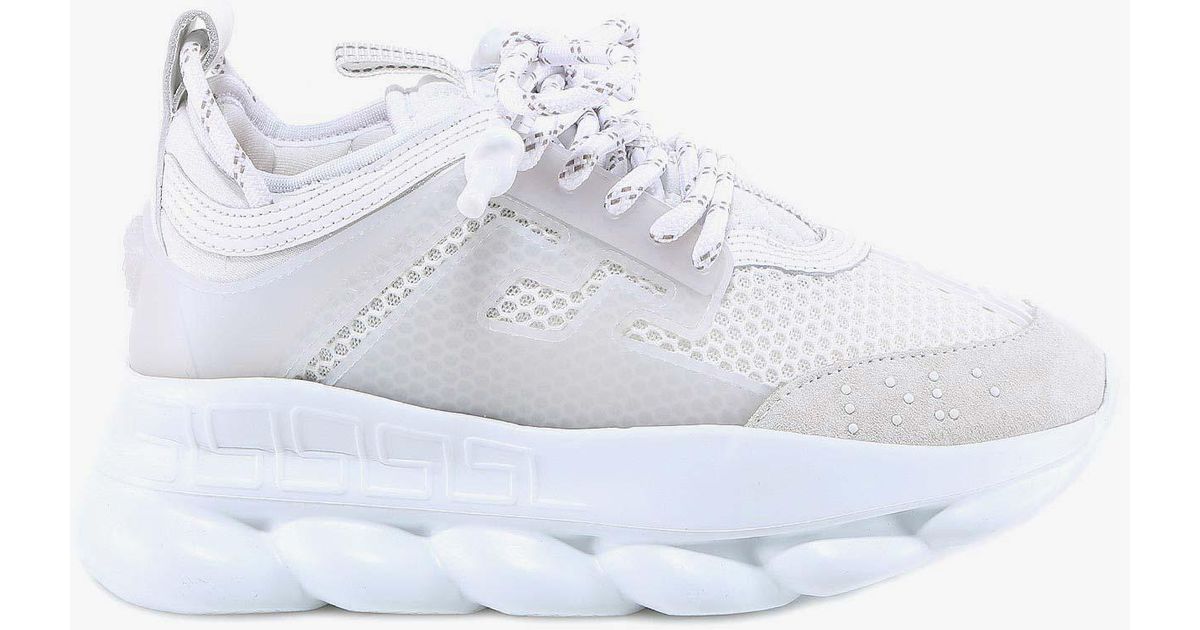 Versace Leather Triple White Chain Reaction Trainers for Men - Lyst