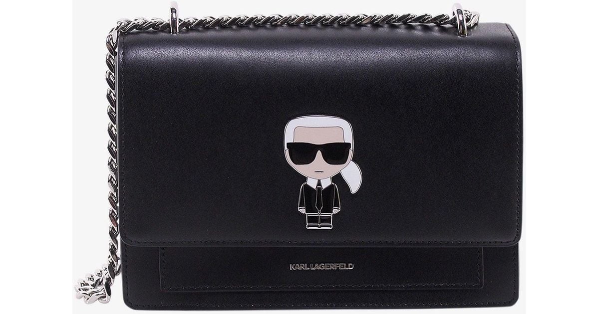 Karl Lagerfeld Leather Shoulder Bag in Black - Lyst