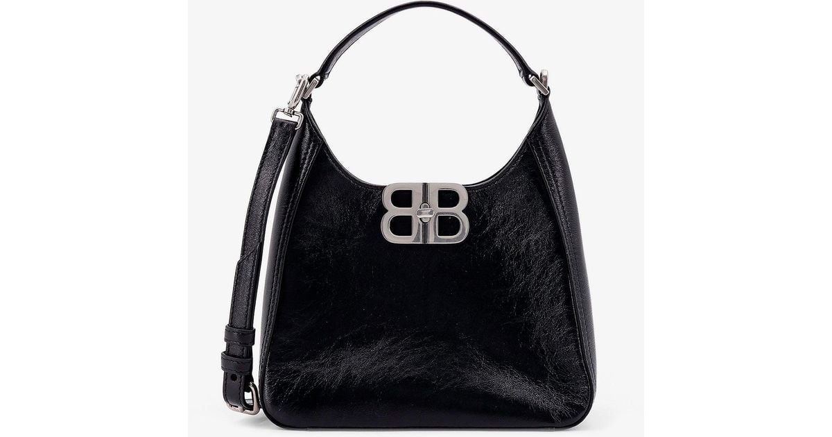 直営店☆BALENCIAGA☆ BB SOFT ミディアム HOBO バッグ/ BLACK Balenciaga Black Leather Bb Soft Handbag | italist