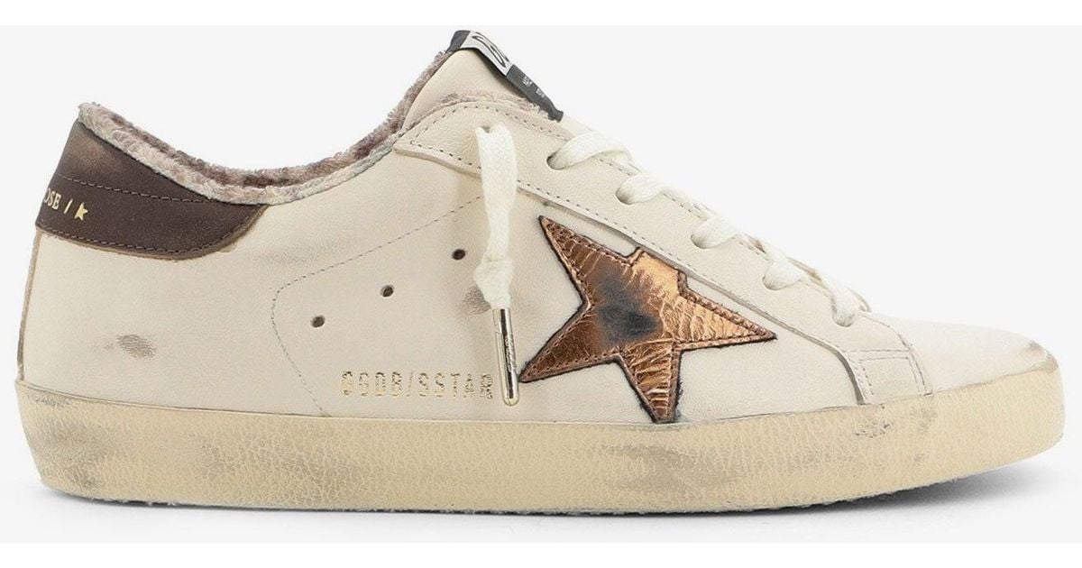 Golden Goose Super Star Vintage Leather Sneakers in Natural | Lyst