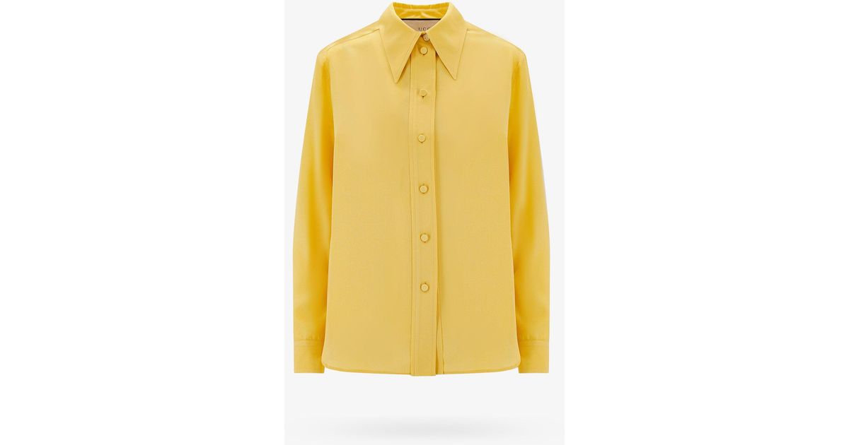 Gucci Long Sleeves Silk Shirts in Yellow | Lyst
