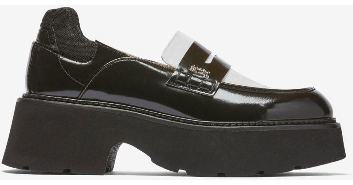 N°21 Two-tone Penny Loafers in Black | Lyst