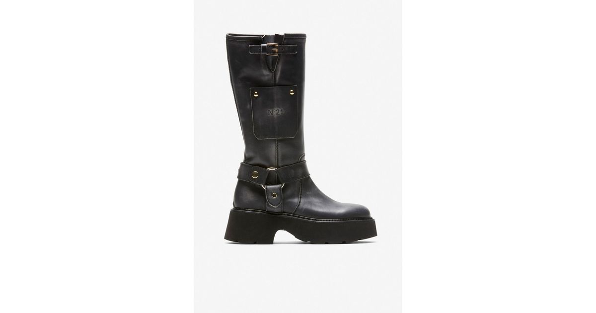 N°21 Leather Knee-high Boots in Black | Lyst
