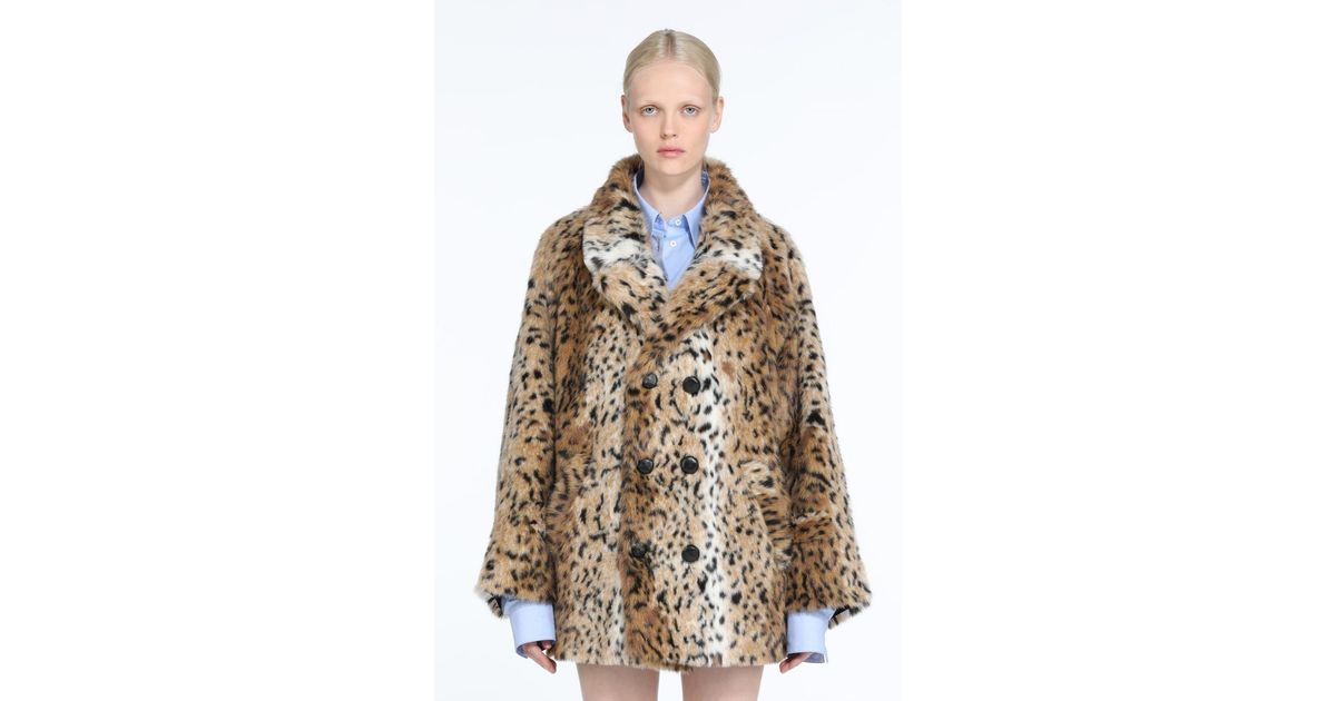 N 21 Leopard print Synthetic fur Peacoat in Natural Lyst UK