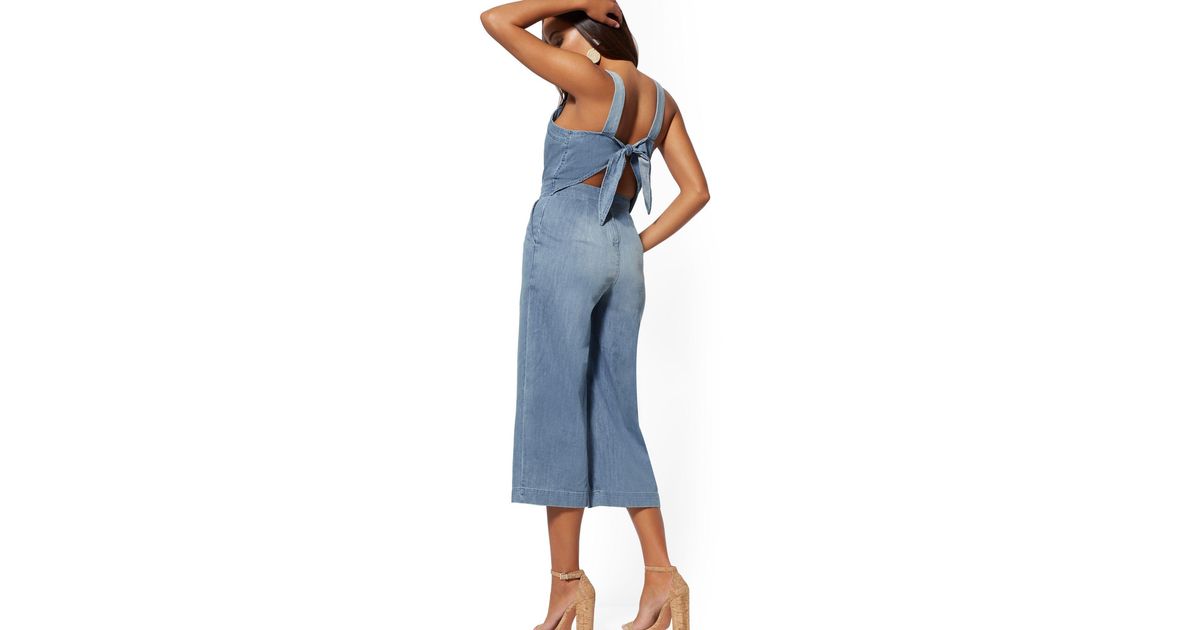 denim pinafore jumpsuit