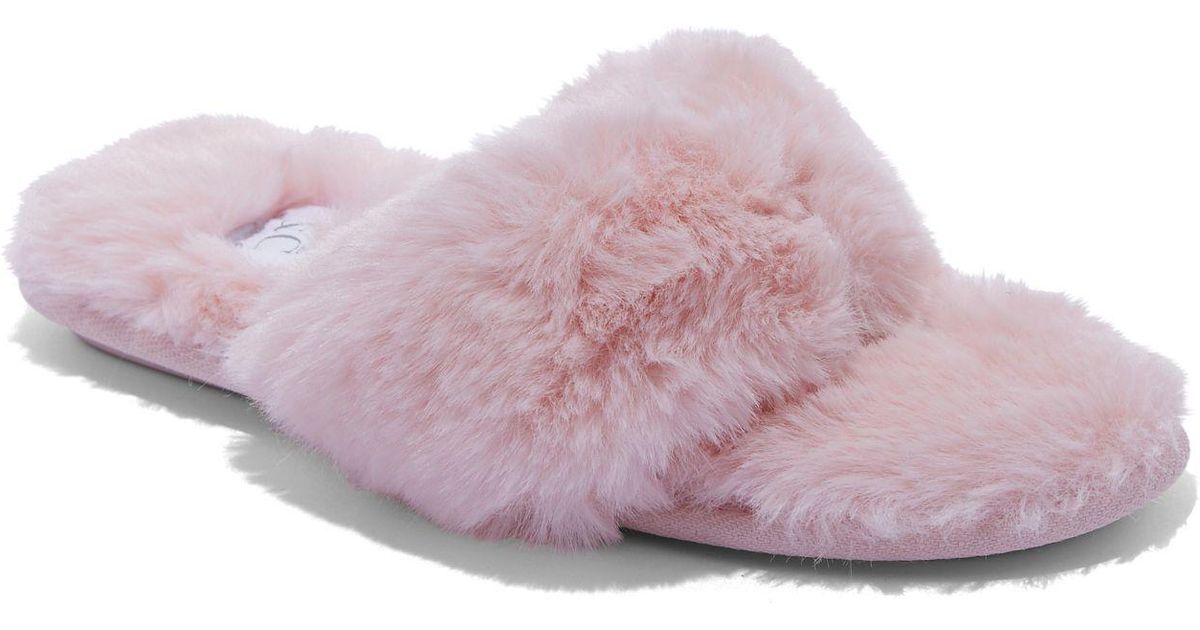 faux fur thong slippers