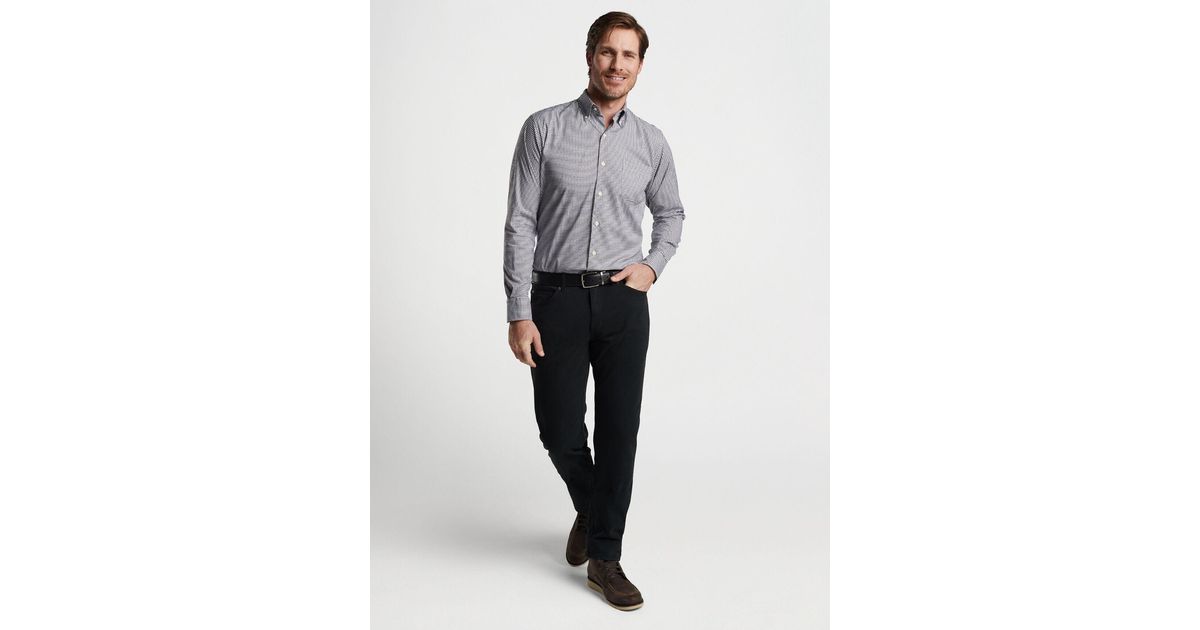 Peter Millar Selby Cotton-stretch Sport Shirt in Gray for Men | Lyst