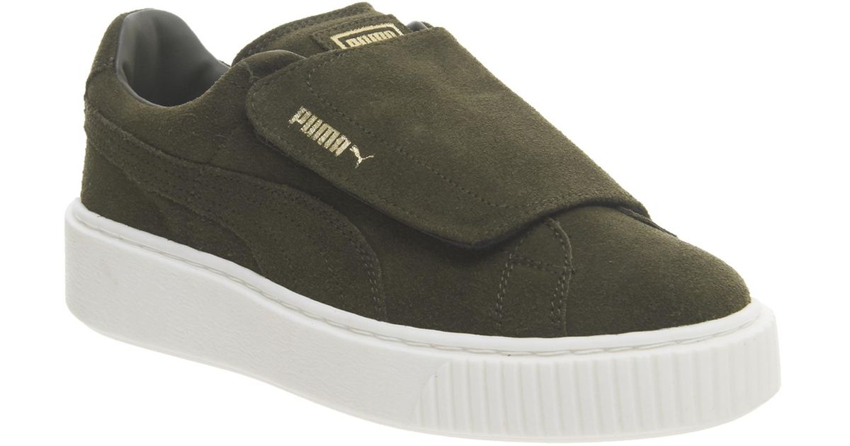 puma suede platform olive