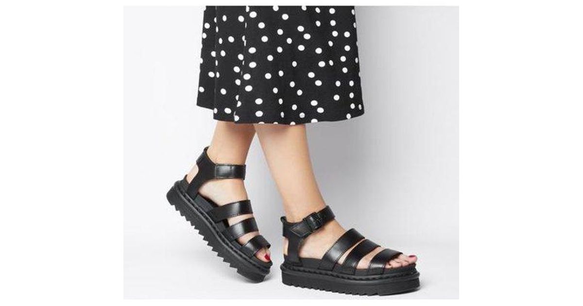dr martens blaire strappy flat sandals in black