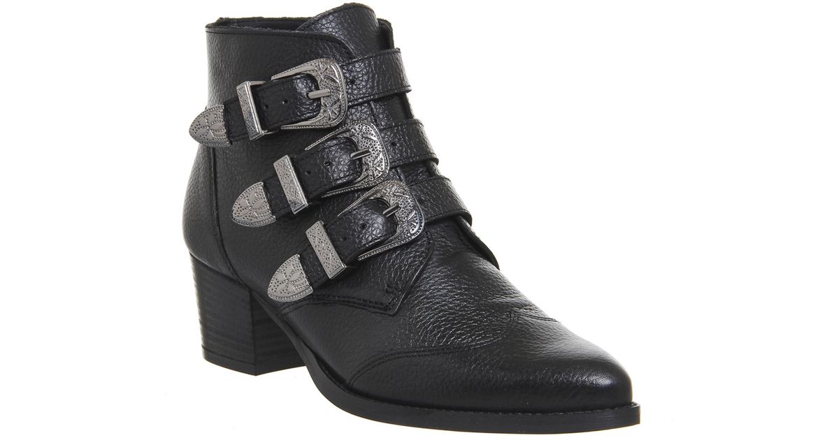 office black buckle boots
