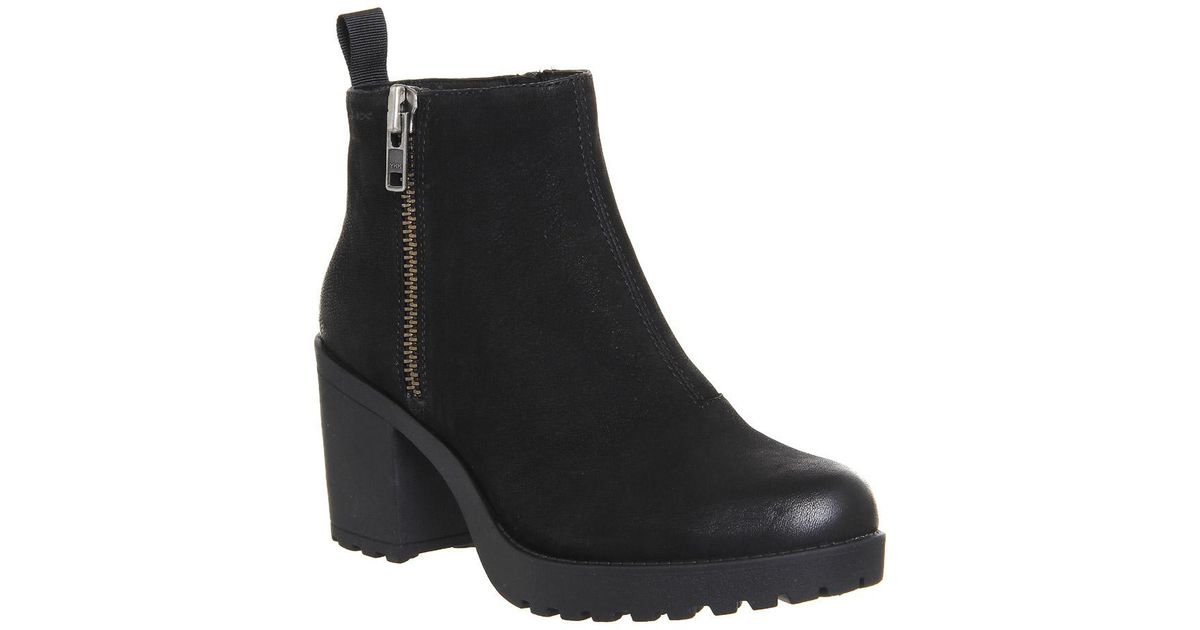 Vagabond Shoemakers Leather Grace Side Gold Zip Boots in Black | Lyst