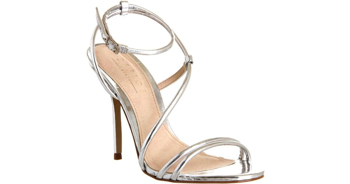 office silver heeled sandals
