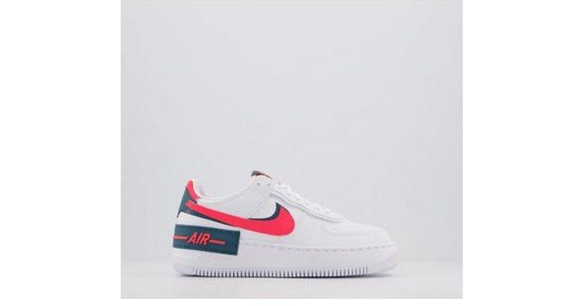 Mens Black Trainers | Nike Air Force 1 Shadow Trainers White Crimson Tint  Bright Mango Pearl White | CINDE