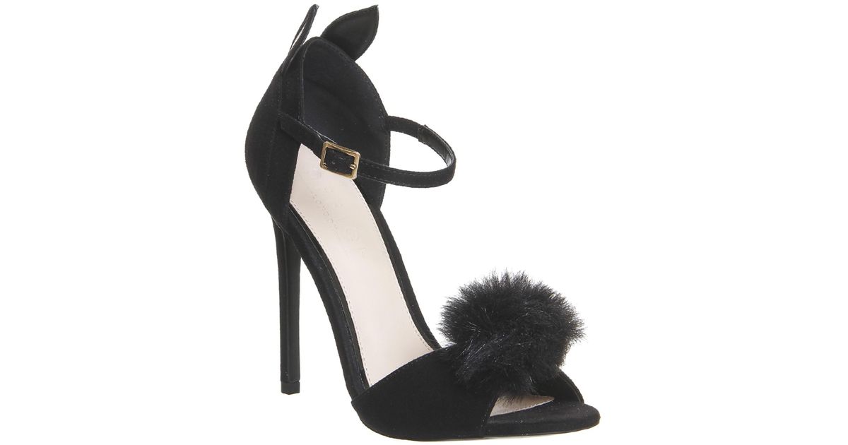 black pom pom heels