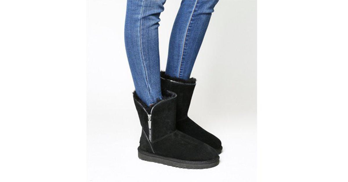 UGG Suede Florence Zip Boot in Black - Lyst