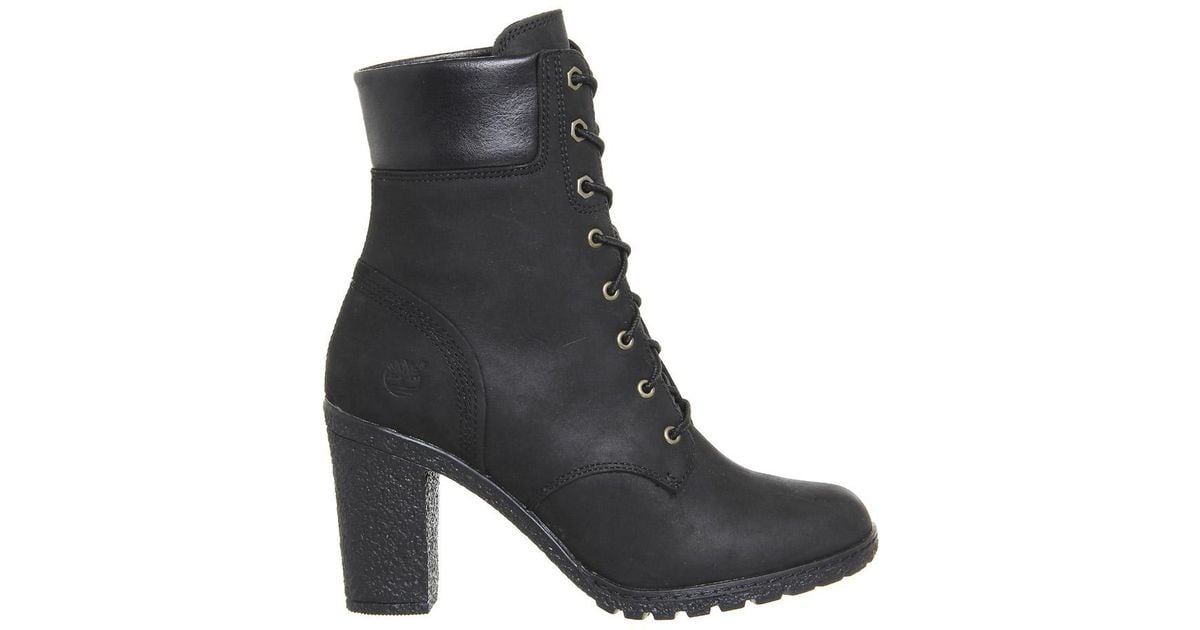 timberland black heeled boots