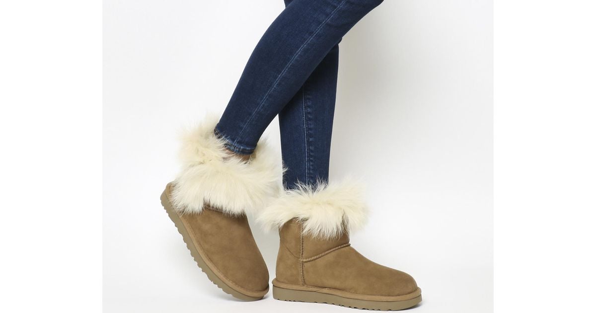 UGG Milla Fur Cuff Boots in Chestnut 