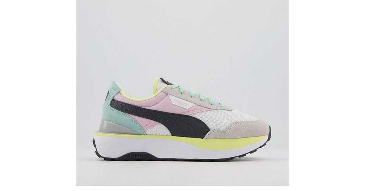 puma cruise rider trainers in pink and lime