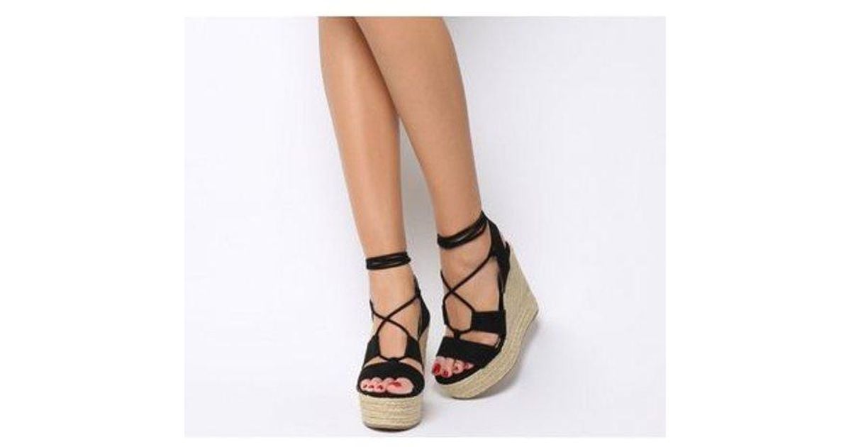 Womens Office Hula Hula Ghillie Espadrille Wedges Gold Heels