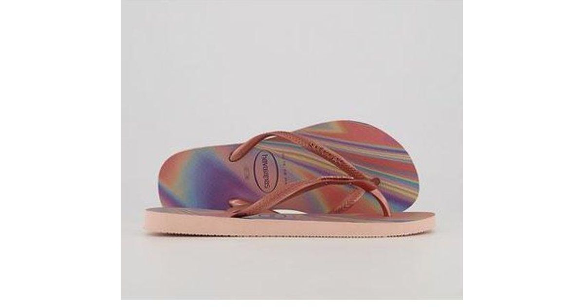 Havaianas Slim Iridescent Flip Flops Synthetic in Pink | Lyst