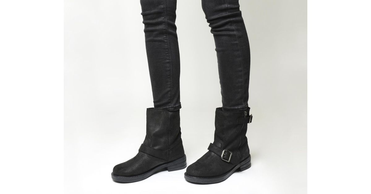 Lyst Office Lilo Buckle Biker Boots In Black