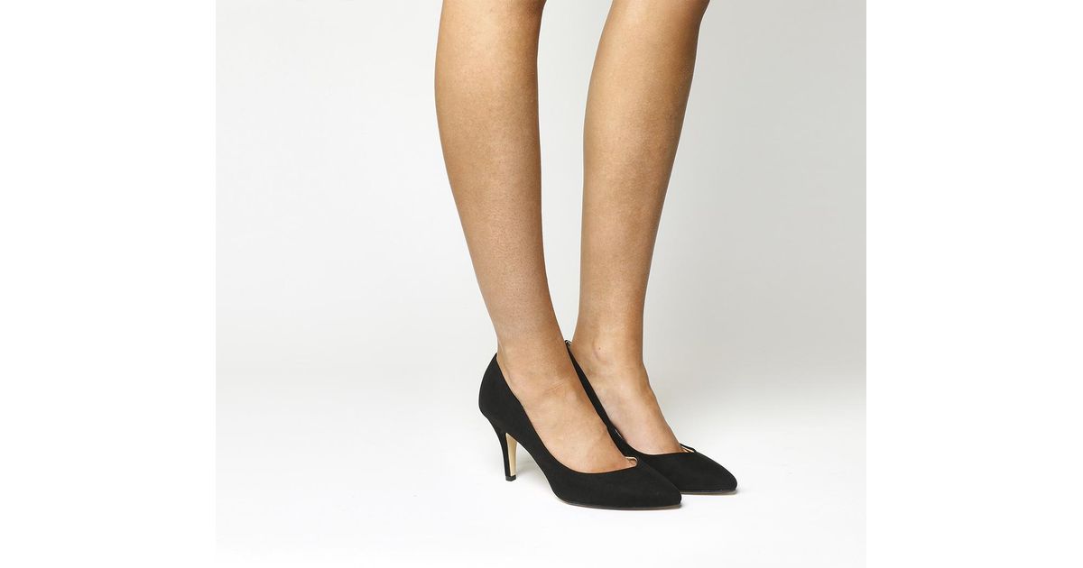 black leather mid heel court shoes