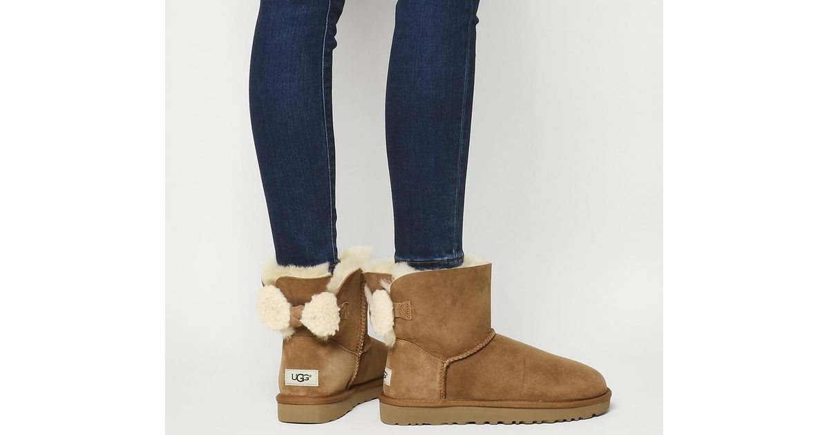 UGG Suede Arielle Bow Boots in Chestnut 