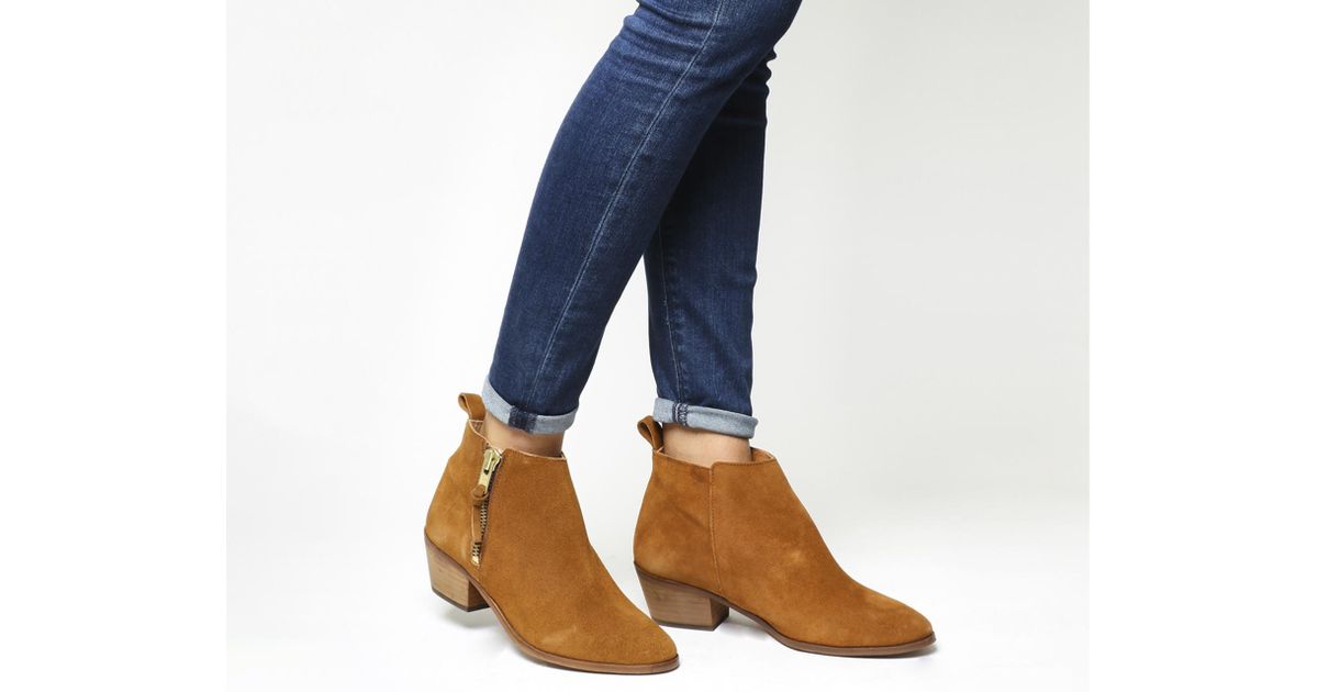 Lyst Office Imposter Side Zip Ankle Boots In Brown