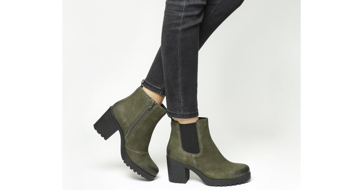 Vagabond Suede Grace Heeled Chelsea Boots in Olive (Green) - Lyst