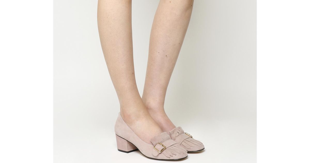 block heel fringe loafers