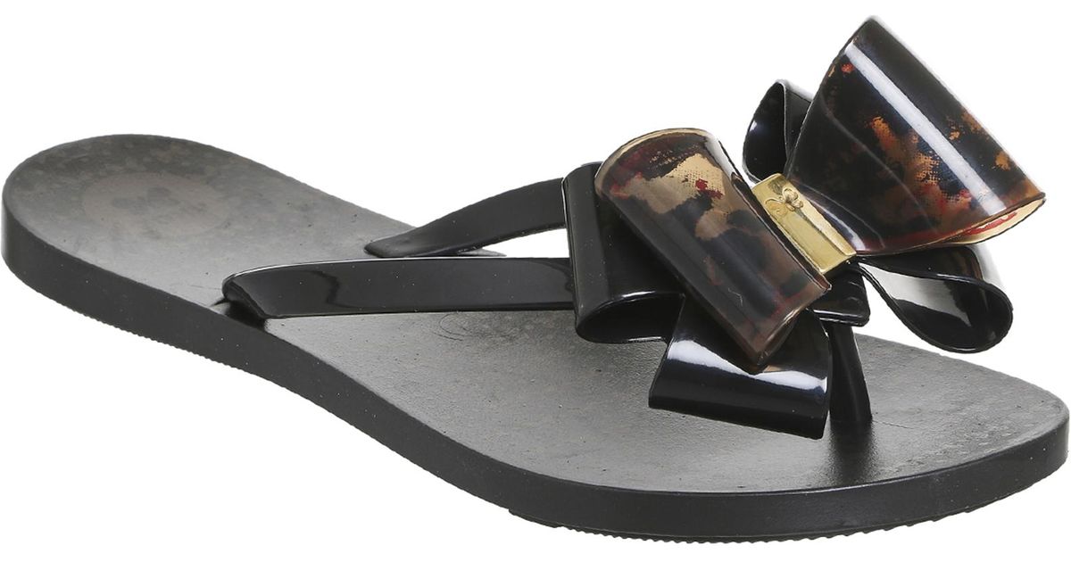 Lyst - Zaxy Link Twin Bow Flip Flop in Black