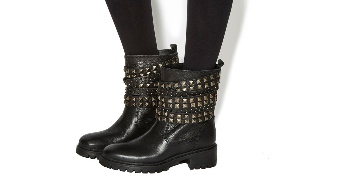 Lyst Office Ignition Stud Biker Boots In Black