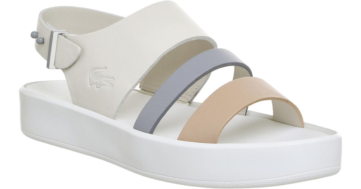 Lacoste Leather Pirle Sandals in White 