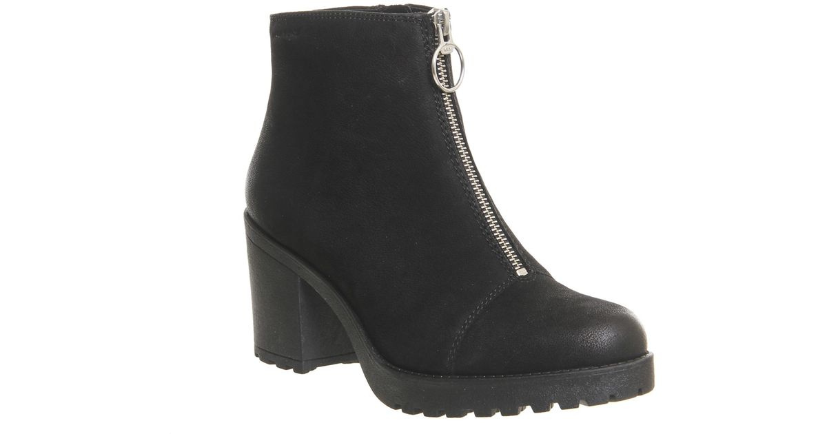 Vagabond Leather Grace Front Zip Boots in Black - Lyst