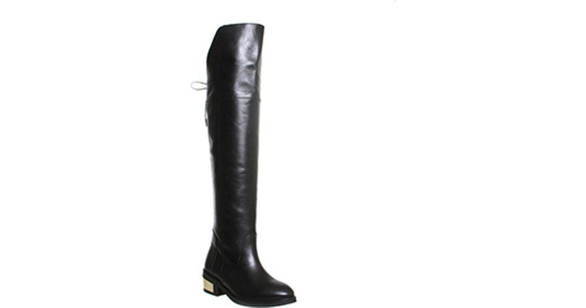 Office Leather Nettle Metal Heel Riding Boots In Black Lyst Metal Heel Riding Boots In Black