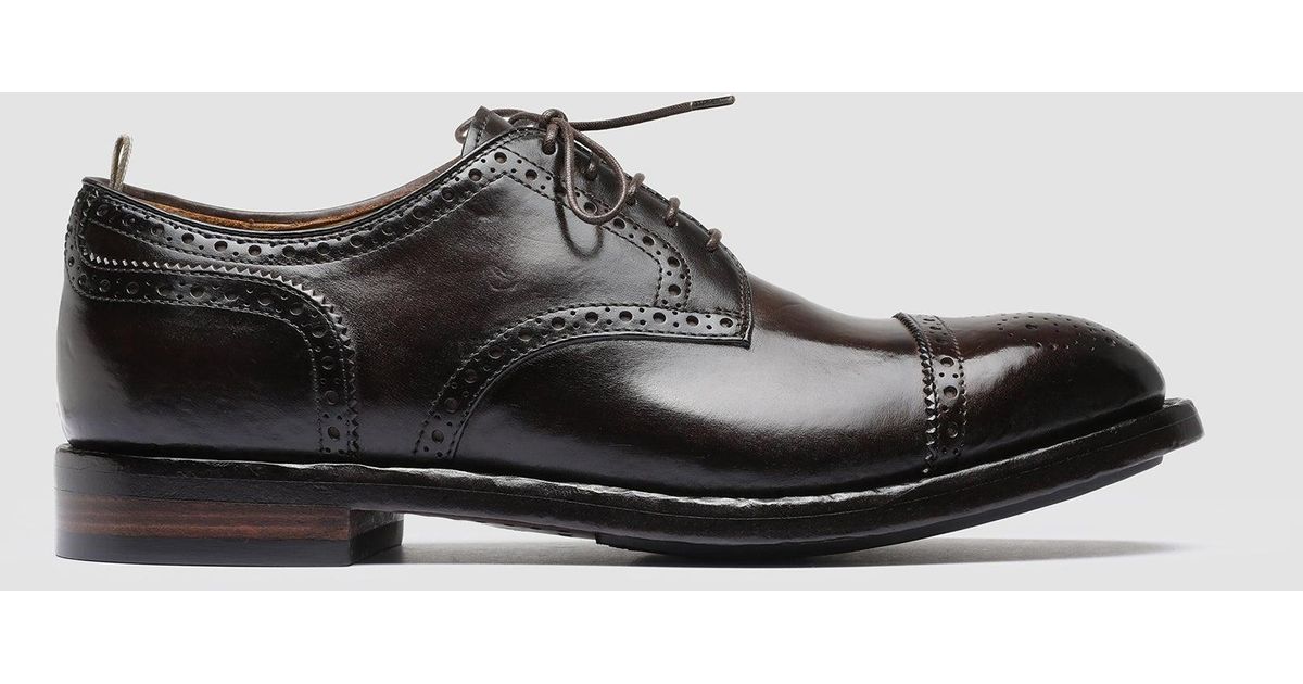Officine Creative Temple 003 Ebano - Leather Half Brogue Derby Shoes in ...