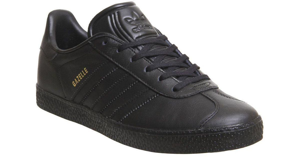 black leather adidas gazelle junior