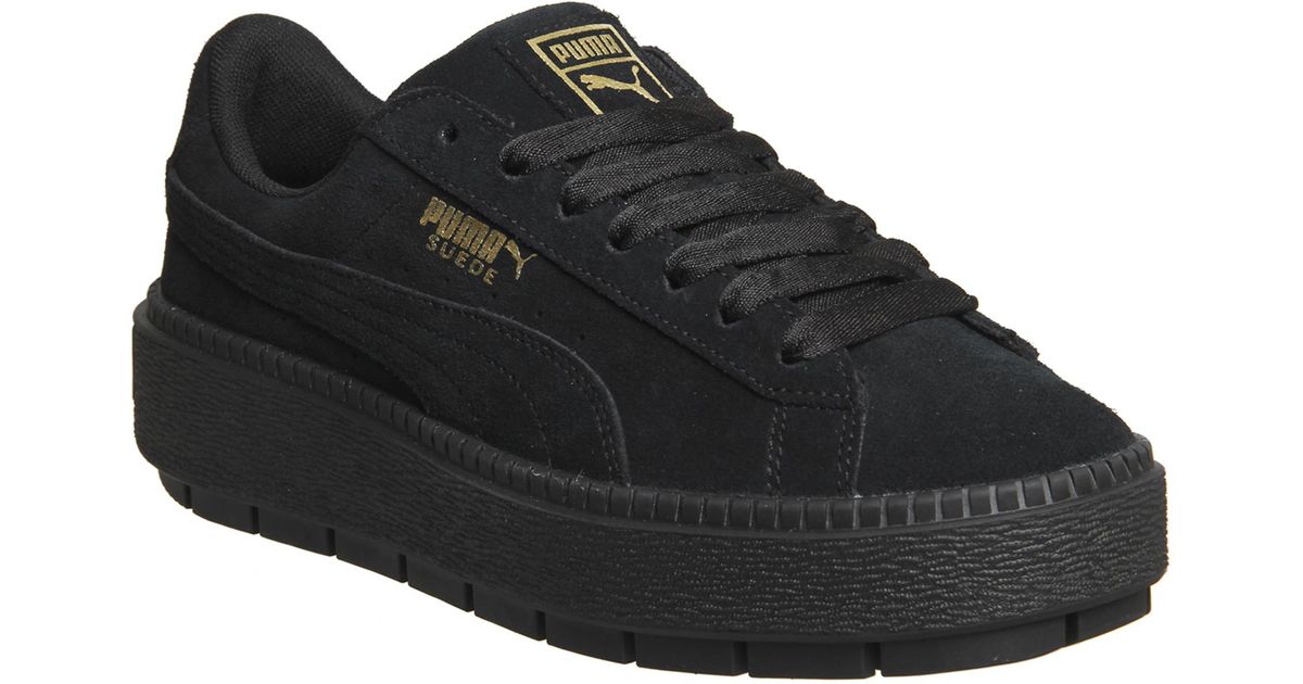 black suede platform trainers
