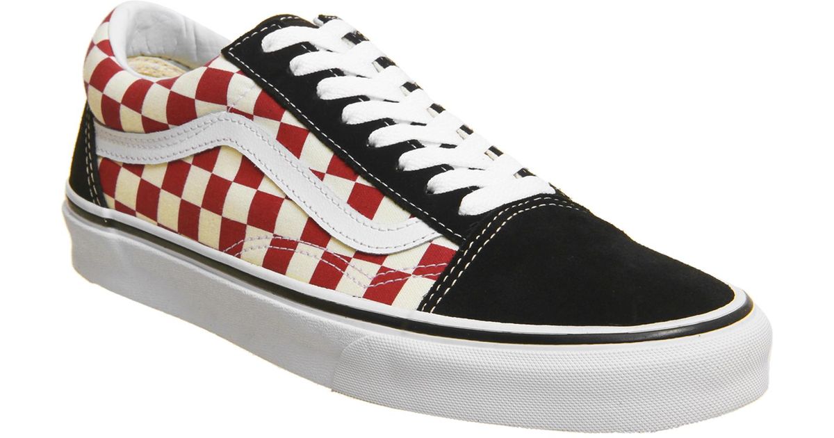 old skool red and black checkerboard vans