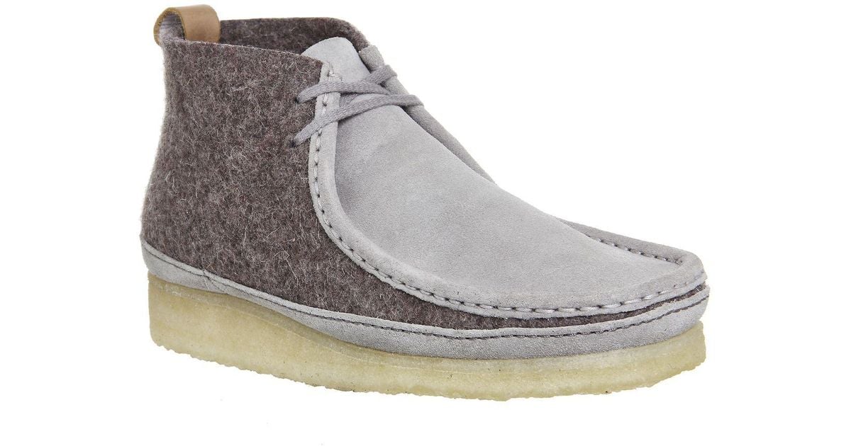 grey clarks wallabees